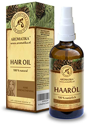 Haaröl 100ml - Rein & Natürlich - Haare Öl mit Jojobaöl, Zedernholzöl, Eukalyptusöl, Orangenöl - für Haarpflege - Trockene, Brüchige Haare - Haarkur - Glanz & Geschmeidigkeit - Spliss Entferner