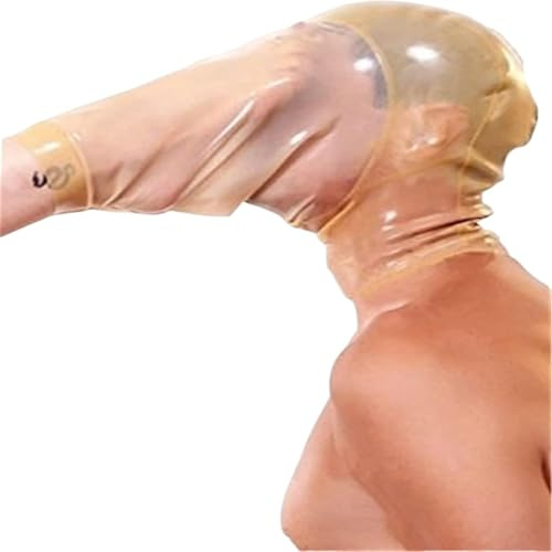 MFMYEE Bondage Latex maske,SM-maske Fetisch Kopfhaube Latex Cosplay Reißverschluss hinten,Cosplay,Halloween Maske