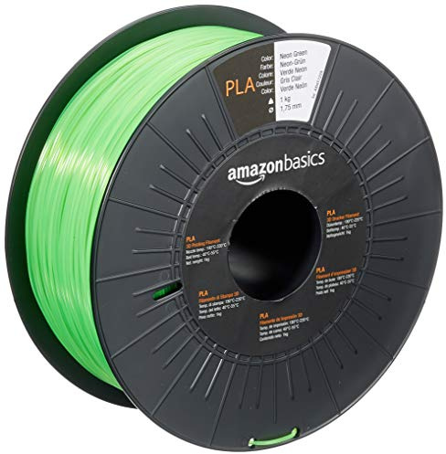 Amazon Basics 3D-Drucker-Filament aus PLA-Kunststoff, 1.75 mm, Neongrün, 1-kg-Spule