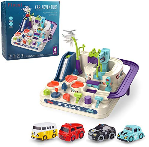 fiouni Car Adventure - Juguetes para niños para niños de 3 4 5 6 7 8 años, Pistas de Coches