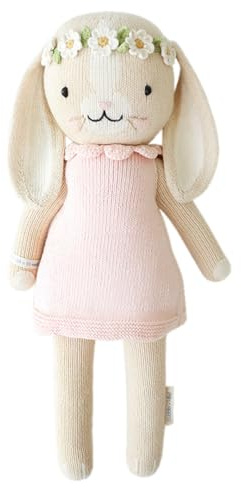 cuddle + kind Hannah The Bunny Blush Little 13 Hand-Knit Doll – 1 Doll = 10 Meals, Fair Trade, Heirloom Quality, Handcrafted in Peru, 100% Cotton Yarn