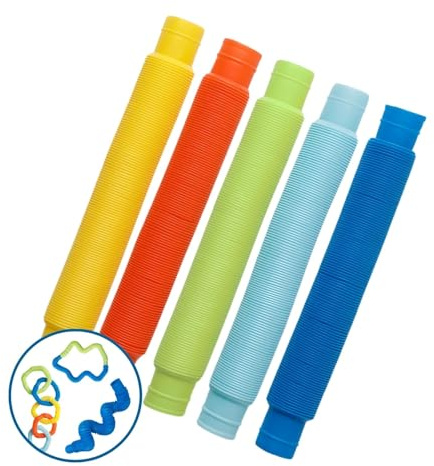 alldoro 60332 Tubi flessibili in plastica, diametro 3 cm, 5 pezzi colorati, tubi con lunghezza estensibile 21-73 cm