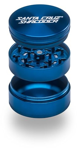 Santa Cruz Shredder Molinillo de hierbas de metal con moleteado superior para un agarre más fuerte, 3 piezas, grande, 2.7 pulgadas (azul)