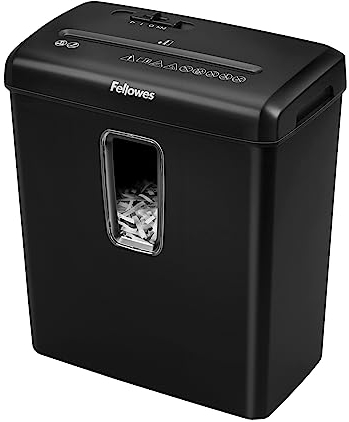 Fellowes Powershred FS-6C 6 Sheet Cross Cut Personal Shredder for Home and Office Use - 15 Litre Bin - Security Level P4 - Amazon Exclusive, Black, Standard