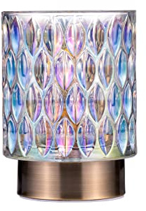 Pauleen 48241 Clear Glamour mobile Tischleuchte Glas Tischlampe Timerfunktion 6H Batterie Glaslampe ohne Kabel Dichroitisch/Messing
