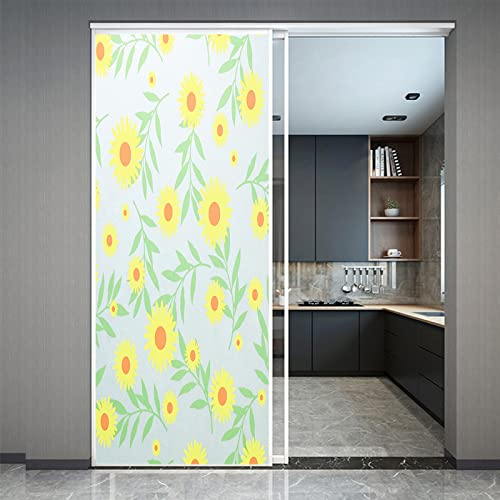 Fensterfolie Selbsthaftend Sichtschutz Glasfolie Wärmeisolierung Sonnenschutzfolie, Anti-UV Statische Fensterfolien für Zuhause und Büro Sonnenblume Pflanzen 45x300 cm