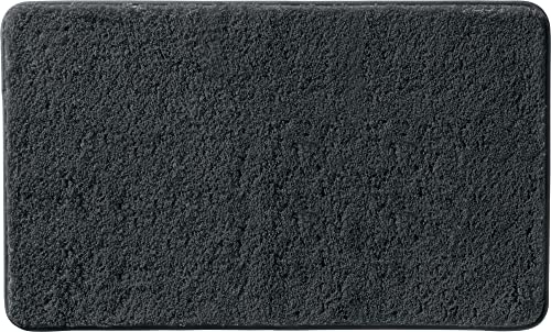 Erwin Müller Badematte, Badteppich, Badvorleger Rhodos Uni rutschhemmend Graphit Größe 50x80 cm - ultraweich, extrem saugfähig, flusenarm
