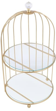 DOITOOL Gold Cake Stand, 2- Tier Cake Stands with Bird Cage Shaped, Metal Dessert Display Tray, Cupcake Display Stand, Wedding Cake Stand for Party Dessert Fruits Display Stand Metal Candle Stand