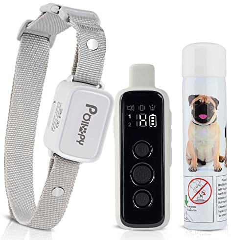 Collare di addestramento per cani alla citronella con telecomando, 3 modalità di utilizzo: spray/vibrazione/segnale acustico, collare antiabbaio spray umano e sicuro, ricaricabile portata 300M