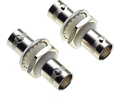 Keple Adaptador De Enchufe BNC A Enchufe BNC Para Montaje En Panel - 50-ohm, Casquillos Aislantes Blancos, Conector Hembra Para Mamparo, Acoplador Coaxial Adaptadores De Cable Coaxial - Paquete De 2