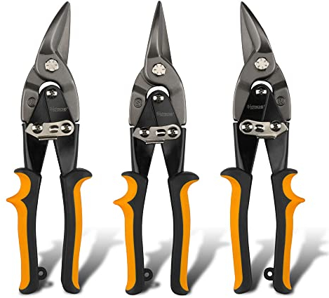 Hoteche Blechschere 10''/250mm 3Pcs Aviation Snips Metallschere Gerade Durchlaufblechschere aus Cr-V-Stahl - Hochleistungsschere für Handwerk