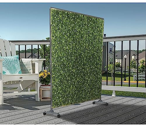 Coarbor 60 H x 60 W Mobile Hedge Room Divider Boxwood Hedge Panels Wall Backdrops Stand Privacy Screen Hedge Stand with Wheels for Room Office Restaurant