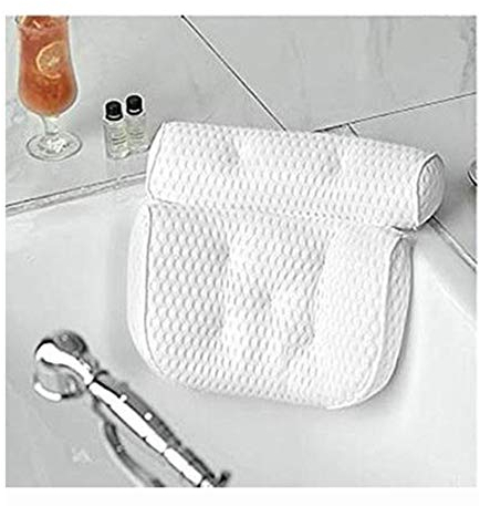 Total Support Badewannenkissen – Wasserdichtes und rutschfestes Badewannenkissen mit Silikon-Kopfstütze für Nacken und Rücken – Weiß.