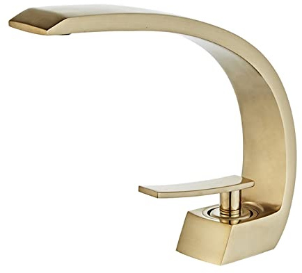 BiaoTeng Mitigeur Lavabo Or Brossé pour Salle de Bain, Robinet Vasque à Poser en Laiton Monotrou