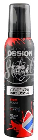 Morfose OSSION Haarmouse 150ml – Semipermanente Haarfarbe – Pflegender Farbschaum für kreative Looks (Rot)