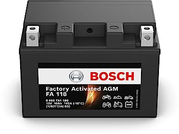 Bosch FA118 - AGM-Motorradbatterie - 12V 145A 10Ah - Geeignet für Motorräder, Motorräder, Enduros, Roller, Quads, Jetskis - Kompatibel M6016, BT12A-BS, BT12A