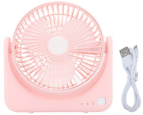 Portable Desk Fan, 30dB Free Adjustment Angle Quiet Small Car USB Desk Fan for Office (Pink)