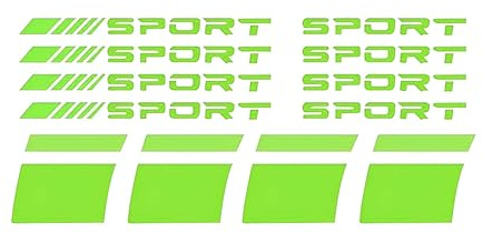JNNJ 12PCS Reifen-Sport-Logo-Emblem-Streifen, Auto Reifen Buchstaben Gummi Aufkleber, Reflektierende Aufkleber für Autofelgen, Reifen Felge Sicherheit Zubehör(Grün)