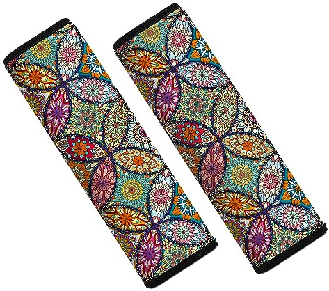 Mokiwala Car Seat Belt Pad Cover, 2-Pack Soft Car Safety Seat Belt Strap Shoulder Pad for Adults and Children, Suitable for Car Seat Belt, Backpack, Shoulder Bag (Pretty Mandala)