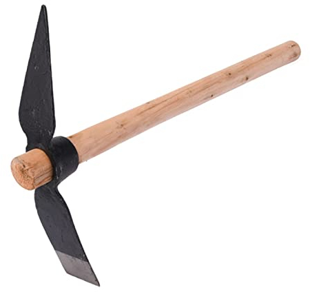 Tissting Garten Hacke Spitzhacke mit Holzgriff, 40 x 25 cm Kohlenstoffstahl Gartenhacke Kreuzhacke für Graben, Jäten, Säen, Umdrehen