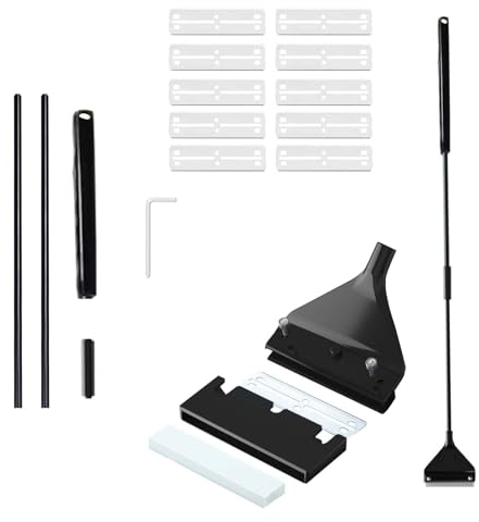 Aquarium Reinigungswerkzeuge, Aquarien Scheibenreiniger 62 cm Aluminiumlegierung Klingenreiniger, Mit Abnehmbarer Stange,10 Stück Edelstahl Klingen,Für Glas Fischbecken