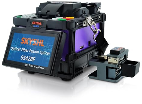 SKYSHL Kern-Ausrichtungs Glasfaser Spleißgerät (Mit 10*Elektroden,Autoladegerät und 2*Lithium-Batterie) Kabel LWL Spleißerät Optical Fiber Splicing Fusion Splicer Glasfaser-Spleißgerät (SS428F-521)