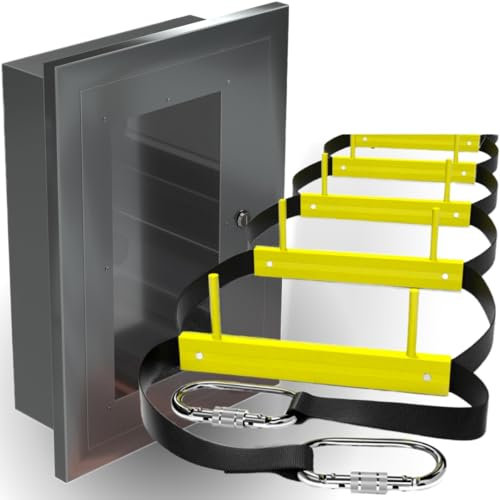 Wall-Mounted Fire Escape Ladder – 3-Storey (8m) Emergency Ladder for Homes with Aluminum Storage Box & Mounting Hardware | Fixed Fire Evacuation System for Quick Wall Access