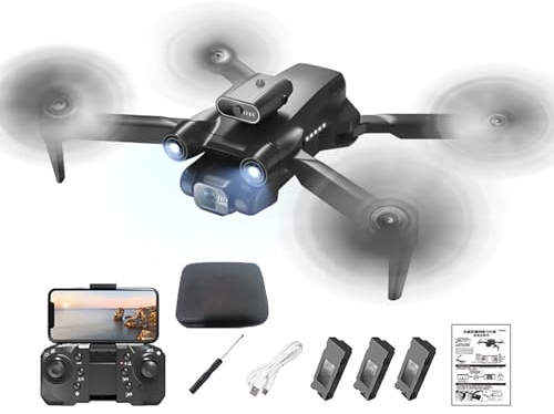 Drohne mit Kamera 4K, Mini Drohne Quadrocopter Kampfdrohne mit 2,4G Kanal-Gyroskop, Anfänger RC Quadcopter Drohne für Kinder, 360-Grad-Hindernisvermeidung, Klappbar, Vierachsig (Schwarz)
