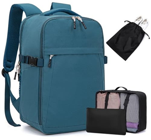 Ryanair Handgepäck Rucksack 40x20x25 Mit 3 Koffer Organizer - Reiserucksack Flugzeug Tasche Carry on Luggage Underseat Cabin Bag für Easyjet Wizzair Eurowings