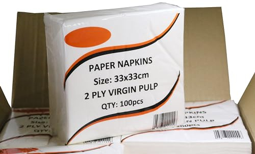 1000 x 2Ply Soft and Durable White Paper Napkins, 33x33cm Perfect for Family Gatherings, BBQs, Restaurants, Catering