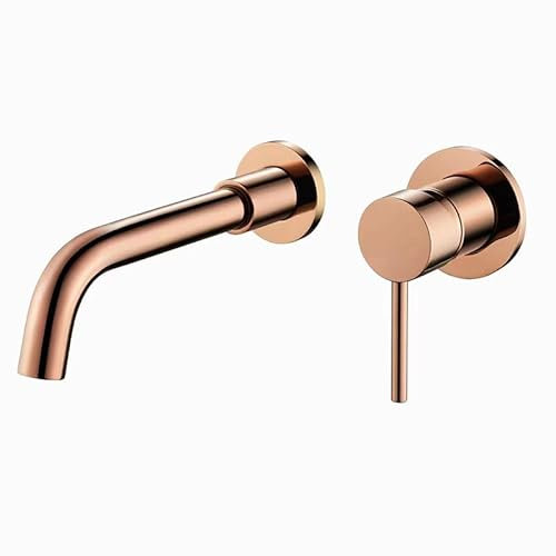 Wasserhahn Bad für Waschbecken Wasserhahn Bad Waschtischarmatur Wandmontage Einhebelmischer Spültischarmatur Roségold Armatur für Waschbecken Badezimmer Badarmatur Waschbeckenarmatur