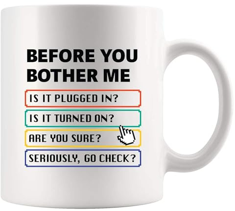 Panvola Before You Bother Me Computer Coffee Mug 11oz White | Sarcastic Gift Humor Gifts Ceramic Mug Novelty Drinkware