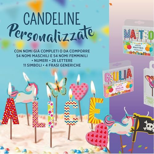 Candele per torta con nomi personalizzati - Scegli il tuo nome - Candele lettere nomi 7 cm colorate - Candele decorative in cera (MATILDE)