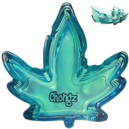 Vastu Made for Chongz Glass Astray Home Pub Ashtray Leaf Shape Cigarette Outdoor Indoor Astray (Blue)