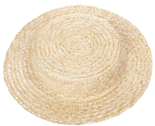 Itkcozcg Chapeaux tendance, bonnet en paille tissée pour femme, chapeau de paille victorien, chapeau de paille français, chapeau plat français, couvre-chef, plage, vacances, chapeau de soleil, Paille