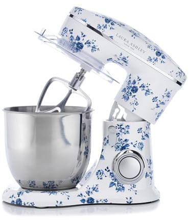 Laura Ashley 4.5 Litres Stand Mixers for Baking - 1300W Easy to Use 10 Speed Food Mixers for Baking with Bowl - Dough, Kitchen, Cake Mixer Machine with Dough Hook, Beater, Egg Whisk & Splash Cover