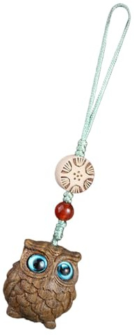 Jlobnyiun Eulen-Schlüsselanhänger aus Holz, tragbarer, modischer Handy-Charm, zarte Eulen-Dekoration, Geldbörsen-Anhänger für, Freunde, Kollegen, Handy-Link, Refer to description