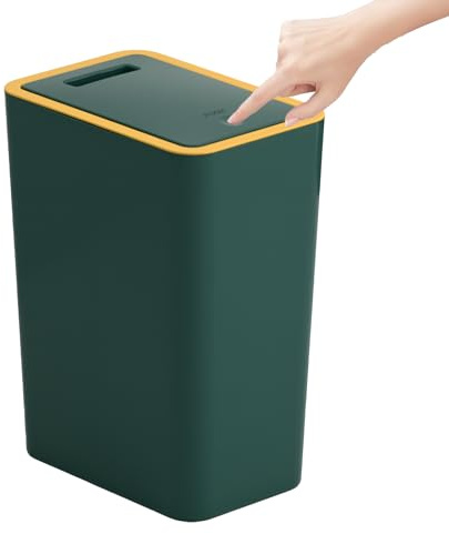 Kongming Mülleimer Bad, Badmülleimer Klein 10L Mülleimer mit Deckel Schmal Abfalleimer Küche Geruchsdicht für Küchen, Badezimmer, Büro, Wohnzimmer, Schlafzimmer, WC (Badmülleimer Grün)