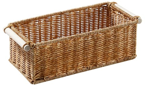 Imitation Basket rattan 12x6x4 pouces panier en osier creux avec poignée en bois pain rectangulaire pour les légumes de fruits de nourriture étagères cuisine chambre à coucher