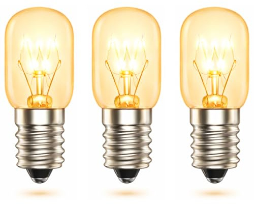 SJ essentials E14 Himalayan Salt Lamp Replacement Bulb 15W Dimmable SES Pygmy T20 Small Edison Screw, 2700K Warm White, 300°C High Temperature Appliance Bulb for Salt Lamps - 3 Pack
