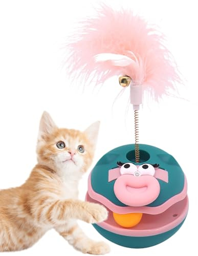 Boule interactive pour chats - Balle interactive pour chats - Jouets d'intérieur avec plumes et cloche, exercice et plaisir