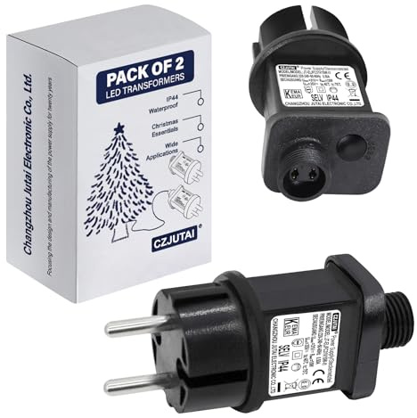 2er Pack mit LED Trafo CZJUTAI IP44 Netzteil für Weihnachtsbeleuchtung mit Stecker - EU-Stecker (Schraubsockel - Schaltmodus - EL/FC31V15W)