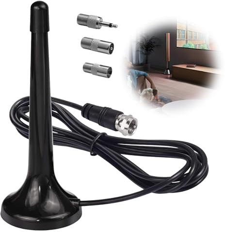 DAB Zimmerantenne Radio mit Magnetfuß und 3m Kabel, DAB+ Antenne für Stereoanlage 75 Ohm, FM Antenna für UKW, HiFi-Systeme, AV-Receiver, Heimkino, Stereo Tuner und tragbare Radios
