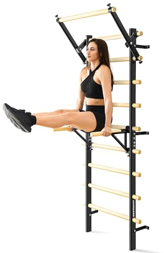 Échelle en bois avec 9 tiges pour la maison, la salle de sport, l'école et la clinique, idéale pour la musculation, les étirements et les exercices de suspension