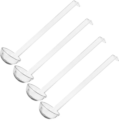 Ciieeo Lot de 4 Petites Louches Transparentes en Plastique Réutilisable à Long Manche pour Servir Sauces, Soupes et Jus de Fruits, Ustensiles de Service Polyvalents pour Traiteur