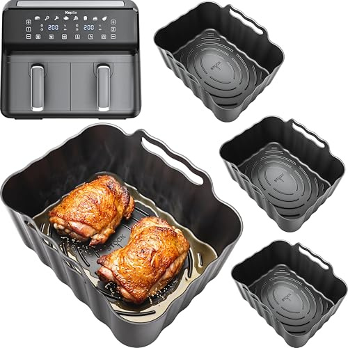 Keplin 9L Silicone Liners 4-Pack | 2.5mm Thick, Convex Base, Non-Stick & Dishwasher Safe | 2PCS Reusable 9L Air Fryer Liners | Keplin Silicone Liners | by iStock Ltd