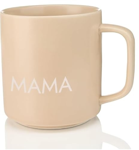 Giftandprint Mama Tasse Beige mit Henkel – Beste Mama Geschenkidee, Minimalistische Keramik Kaffeetasse 250 ml, Bedruckte Tasse für Muttertag und Geburtstag