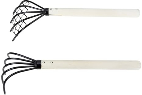 jojofuny 2 pièces Râteau Main à Griffes Ergonomique pour Creuser Huîtres et Fruits de Mer Outil de Jardinage Main Lot Manche Allongé