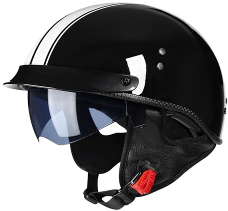LJTZDD Casque Jet Rétro,Demi Casque De Moto,Casque Bol Moto Homologué ECEDOT, Casques Vintage à Face Ouverte, avec Pare-Soleil pour Vélos Motos Scooter(2,2XL=63~64cm)