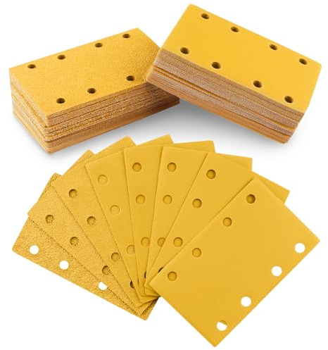 80 Piezas Papel Lija 80x133MM 8 Agujeros 40 60 80 120 180 240 320 400 Grano | Grano Lijas para Lijadora Orbital Papel de Lija Schleifpapier para Rectangulares Lijadoras y Lijadora Orbit